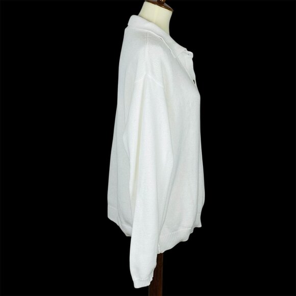 Vtg 90s Lands End Full Button Cardigan Sz L Minimalist Capsule Preppy Beach - Picture 3 of 6